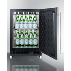 Summit 24" Wide Built-In Beverage Center with 5.0 Cu. Ft. Capacity, Stainless Steel Exterior, Reversible Stainless Steel Door, Open Door & Temperature Alarm (Panel Not Included) - SCR610BLSD