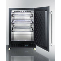 Summit 24" Wide Built-In Beverage Center with 5.0 Cu. Ft. Capacity, Stainless Steel Exterior, Reversible Stainless Steel Door, Open Door & Temperature Alarm (Panel Not Included) - SCR610BLSD
