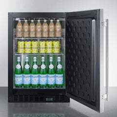 Summit 24" Wide Built-In Beverage Center with 5.0 Cu. Ft. Capacity, Stainless Steel Exterior, Reversible Stainless Steel Door, Open Door & Temperature Alarm (Panel Not Included) - SCR610BLSD