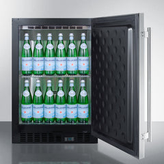 Summit 24" Wide Built-In Beverage Center with 5.0 Cu. Ft. Capacity, Stainless Steel Exterior, Reversible Stainless Steel Door, Open Door & Temperature Alarm (Panel Not Included) - SCR610BLSD