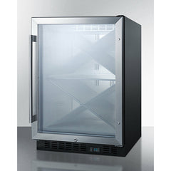 Summit 24" Wide Single Zone Built-In Commercial Wine Cellar with Reversible Door, Diamond Style Shelving, Stainless Steel Interior, Digital Thermostat - SCR610BLX