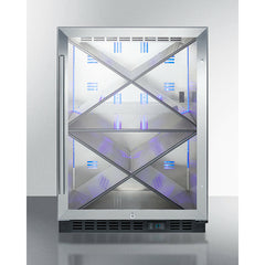 Summit 24" Wide Single Zone Built-In Commercial Wine Cellar with Reversible Door, Diamond Style Shelving, Stainless Steel Interior, Digital Thermostat - SCR610BLX