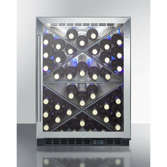 Summit 24" Wide Single Zone Built-In Commercial Wine Cellar with Reversible Door, Diamond Style Shelving, Stainless Steel Interior, Digital Thermostat - SCR610BLX