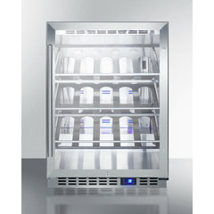 Summit 24" Wide Single Zone Outdoor Commercial Wine Cellar 20 Bottle Capacity, 3 Stainless Steel Shelves, Double-Pane Tempered Glass Door, LED Lighting, Digital Controls - SCR611GLOSCH