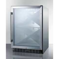 Summit 24" Wide Single Zone Built-In Commercial Wine Cellar with Reversible Door, Diamond Style Shelving, Stainless Steel Interior, Digital Thermostat - SCR610BLX