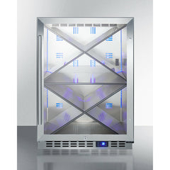 Summit 24" Wide Single Zone Built-In Commercial Wine Cellar with Reversible Door, Diamond Style Shelving, Stainless Steel Interior, Digital Thermostat - SCR610BLX