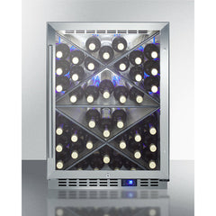 Summit 24" Wide Single Zone Outdoor Commercial Wine Cellar with 5.0 Cu. Ft. Capacity, Digital Thermostat, Stainless Steel Interior, Reversible Hinges - SCR611GLOSX