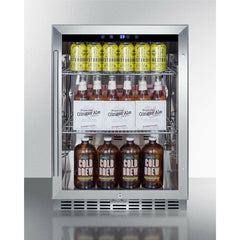 Summit 24" Wide Outdoor Beverage Center with 5 cu. ft. Capacity, Weatherproof Construction, CFC Free, Adjustable Cantilevered Shelves, Double-Pane Tempered Glass Door - SCR611GLOS