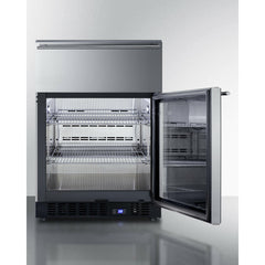 Summit 24" Wide Built-In Commercial Beverage Refrigerator With 4.76 cu. ft. Capacity, Top Drawer, Cantilevered Chrome Shelves, Double-Pane Tempered Glass Door - SCR615TD