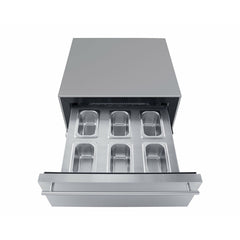 Summit 24" Wide Built-In Commercial Beverage Refrigerator With 4.76 cu. ft. Capacity, Top Drawer, Cantilevered Chrome Shelves, Double-Pane Tempered Glass Door - SCR615TD