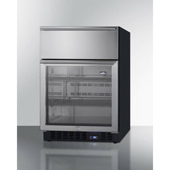 Summit 24" Wide Built-In Commercial Beverage Refrigerator With 4.76 cu. ft. Capacity, Top Drawer, Cantilevered Chrome Shelves, Double-Pane Tempered Glass Door - SCR615TD