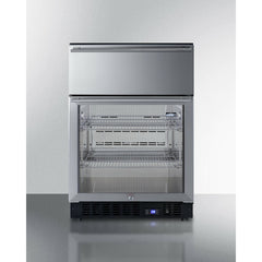 Summit 24" Wide Built-In Commercial Beverage Refrigerator With 4.76 cu. ft. Capacity, Top Drawer, Cantilevered Chrome Shelves, Double-Pane Tempered Glass Door - SCR615TD