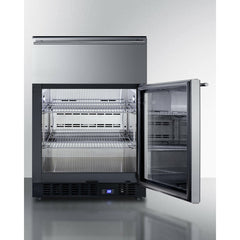 Summit 24" Wide Built-In Commercial Beverage Refrigerator With 4.76 cu. ft. Capacity, Top Drawer, Cantilevered Chrome Shelves, Double-Pane Tempered Glass Door - SCR615TD