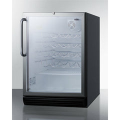 Summit 24" Wide Built-In Wine Cellar, ADA Compliant with 36 Bottle Capacity, Right Hinge, Glass Door, With Lock, 4 Adjustable Wine Racks, Analog Control, LED Light, Compressor Cooling, ETL Approved, CFC Free - SWC6GBL