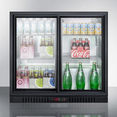Summit 36" Wide Beverage Center with Back Bar Design, Sliding Glass Doors, Factory-Installed Lock, Internal Fan, Automatic Defrost, Digital Thermostat - SCR700B