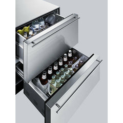 Summit 24" Wide 2-Drawer All-Refrigerator, ADA Compliant with 3.1 Cu. Ft. Capacity, Adjustable Thermostat, Fan-Forced Cooling - SP6DBS2D7ADA