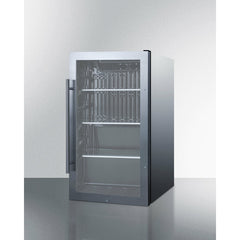 Summit 19" Shallow Depth Indoor/Outdoor Beverage Cooler with 3.13 cu. ft. Capacity Reversible Door, Lock, 3 Shelves , CFC Free, Commercially Approved, Outdoor Use Approved - SPR488BOS