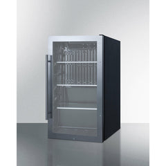 Summit 19" Shallow Depth Indoor/Outdoor Beverage Cooler with 3.13 cu. ft. Capacity Reversible Door, Lock, 3 Shelves , CFC Free, Commercially Approved, Outdoor Use Approved - SPR488BOS