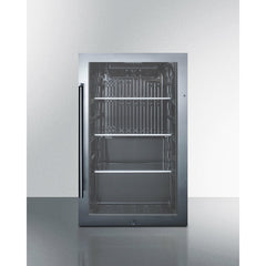 Summit 19" Shallow Depth Indoor/Outdoor Beverage Cooler, ADA Compliant with 3.13 cu. ft. Capacity Reversible Door, Lock, 3 Shelves , ADA Compliant, Adjustable Glass Shelves, LED Lighting - SPR488BOSADA