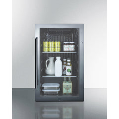 Summit 19" Shallow Depth Indoor/Outdoor Beverage Cooler with 3.13 cu. ft. Capacity Reversible Door, Lock, 3 Shelves , CFC Free, Commercially Approved, Outdoor Use Approved - SPR488BOS