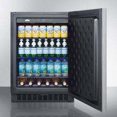 Summit 24" Wide Outdoor All-Refrigerator with 4.6 cu. ft. Capacity, 3 Glass Shelves, Right Hinge with Reversible Doors, with Door Lock, Frost Free Defrost Energy Star Certified - SPR627OSCSS