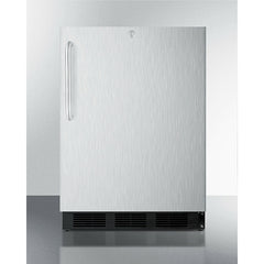 Summit 24" Wide Outdoor All-Refrigerator with 5.5 cu. ft. Capacity, 3 Glass Shelves, Right Hinge, with Door Lock, Crisper Drawer, Automatic Defrost Adjustable Glass Shelves, Factory Installed Lock, 304 Grade Stainless Steel - SPR7BOSST