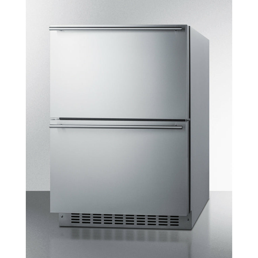 Summit 24" Wide 2-Drawer Refrigerator-Freezer with 3.9 cu. ft. Capacity, Frost Free Defrost, in Stainless Steel - SPRF34D
