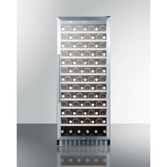 Summit 24" Wide Wine Cellar with 102 Bottle Capacity, Right Hinge, Glass Door, With Lock, 12 Adjustable Wine Racks, Digital Control, LED Light, Compressor Cooling - SWC1102