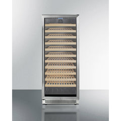 Summit 24" Wide Single Zone Wine Cellar with 127 Bottle Capacity, Right Hinge, Glass Door, With Lock, 11 Extension Wine Racks, Digital Control, LED Light, Compressor Cooling, ETL Approved, Digital Thermostat - SWC1127B