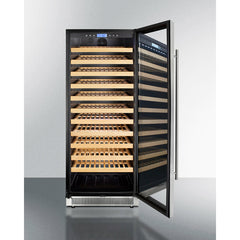 Summit 24" Wide Single Zone Wine Cellar with 127 Bottle Capacity, Right Hinge, Glass Door, With Lock, 11 Extension Wine Racks, Digital Control, LED Light, Compressor Cooling, ETL Approved, Digital Thermostat - SWC1127B