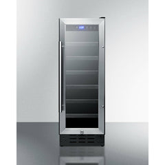 Summit 12" Wide Built-In Wine Cellar with 21 Bottle Capacity, Right Hinge, Glass Door, With Lock, 6 Extension Wine Racks, Digital Control, LED Light, Compressor Cooling, ETL Approved - SWC1224B
