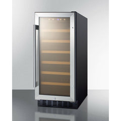Summit 15" Wide Built-In Wine Cellar with 33 Bottle Capacity, Right Hinge, Glass Door, With Lock, 6 Extension Wine Racks, Digital Control, LED Light, Compressor Cooling, ETL Approved, Digital Thermostat - SWC1535B