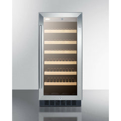 Summit 15" Wide Built-In Wine Cellar with 33 Bottle Capacity, Right Hinge, Glass Door, With Lock, 6 Extension Wine Racks, Digital Control, LED Light, Compressor Cooling, ETL Approved, Digital Thermostat - SWC1535B
