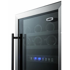 Summit 18" Wide Built-In Wine Cellar (Panel Not Included) with 28 Bottle Capacity, Right Hinge, Glass Door, With Lock, 4 Extension Wine Racks, Digital Control, LED Light, Compressor Cooling, ETL Approved - SWC182Z