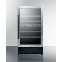 Summit 18" Wide Built-In Wine Cellar (Panel Not Included) with 28 Bottle Capacity, Right Hinge, Glass Door, With Lock, 4 Extension Wine Racks, Digital Control, LED Light, Compressor Cooling, ETL Approved - SWC182Z