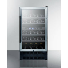 Summit 18" Wide Built-In Wine Cellar, ADA Compliant with 28 Bottle Capacity, Right Hinge, Glass Door, With Lock, 4 Extension Wine Racks, Digital Control, LED Light, Compressor Cooling, ETL Approved, Digital Thermostat, Automatic Defrost - SWC182Z