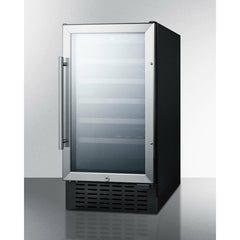 Summit 18" Wide Built-In Wine Cellar, ADA Compliant with 34 Bottle Capacity, Right Hinge, Glass Door, With Lock, 5 Extension Wine Racks, Digital Control, LED Light, Compressor Cooling, ETL Approved - SWC1840B