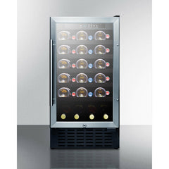Summit 18" Wide Built-In Wine Cellar, ADA Compliant with 34 Bottle Capacity, Right Hinge, Glass Door, With Lock, 5 Extension Wine Racks, Digital Control, LED Light, Compressor Cooling, ETL Approved - SWC1840B
