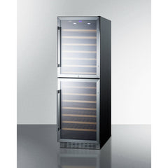 Summit 24" Wide Wine Cellar With Lock, 14 Extension Wine Racks, Digital Control, LED Light, ETL Approved, Digital Thermostat, Dual Zone, Built-In capable - SWC1875B