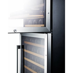 Summit 24" Wide Wine Cellar With Lock, 14 Extension Wine Racks, Digital Control, LED Light, ETL Approved, Digital Thermostat, Dual Zone, Built-In capable - SWC1875B