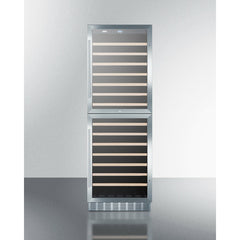 Summit 24" Wide Wine Cellar With Lock, 14 Extension Wine Racks, Digital Control, LED Light, ETL Approved, Digital Thermostat, Dual Zone, Built-In capable - SWC1875B