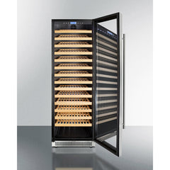 Summit 24" Wide Single Zone Wine Cellar with 165 Bottle Capacity, Right Hinge, Glass Door, With Lock, 14 Extension Wine Racks, Digital Control, LED Light, Compressor Cooling, ETL Approved, Digital Thermostat - SWC1926B