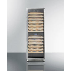 Summit 24" Wide Dual Zone Wine Cellar with 162 Bottle Capacity, Right Hinge, Glass Door, With Lock, 13 Extension Wine Racks, Digital Control, LED Light, Compressor Cooling, Digital Thermostat, High/Low Temperature Alarm - SWC1966B