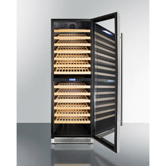 Summit 24" Wide Dual Zone Wine Cellar with 162 Bottle Capacity, Right Hinge, Glass Door, With Lock, 13 Extension Wine Racks, Digital Control, LED Light, Compressor Cooling, Digital Thermostat, High/Low Temperature Alarm - SWC1966B