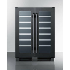 Summit 24" Wide Built-In Wine Cellar with 42 Bottle Capacity, Both Hinge, Glass Door, 12 Extension Wine Racks, Digital Control, LED Light, Compressor Cooling, Digital Thermostat, Built-In capable, Dual Zone, Wooden shelves - SWC24GKS