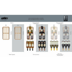 Summit 24" Wide Built-In Wine Cellar with 42 Bottle Capacity, Both Hinge, Glass Door, 12 Extension Wine Racks, Digital Control, LED Light, Compressor Cooling, Digital Thermostat, Built-In capable, Dual Zone, Wooden shelves - SWC24GKS