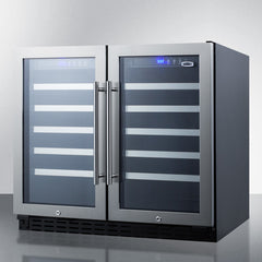 Summit 36" Wide Built-In Wine Cellar, ADA Compliant with 68 Bottle Capacity, Both Hinge, Glass Door, With Lock, 10 Extension Wine Racks, Digital Control, LED Light, Compressor Cooling, ETL Approved, Digital Thermostat, Automatic Defrost - SWC3668ADA