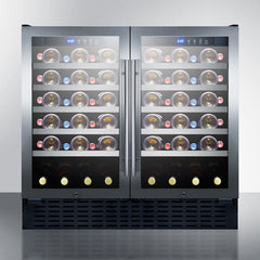 Summit 36" Wide Built-In Wine Cellar with 68 Bottle Capacity, Both Hinge, Glass Door, With Lock, 10 Extension Wine Racks, Digital Control, LED Light, Compressor Cooling, ETL Approved, Digital Thermostat, Automatic Defrost - SWC3668