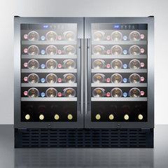 Summit 36" Wide Built-In Wine Cellar, ADA Compliant with 68 Bottle Capacity, Both Hinge, Glass Door, With Lock, 10 Extension Wine Racks, Digital Control, LED Light, Compressor Cooling, ETL Approved, Digital Thermostat, Automatic Defrost - SWC3668ADA