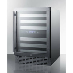 Summit 24" Wide Built-In Wine Cellar with 46 Bottle Capacity, Right Hinge, Glass Door, With Lock, 6 Extension Wine Racks, Digital Control, LED Light, Compressor Cooling, ETL Approved, CFC Free, Automatic Defrost - SWC532BLBIST